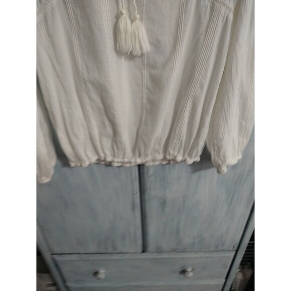 House Of Harlow Embroidered Tassel Top Small Cream Boho Cottage Core Beachy - Picture 9 of 14